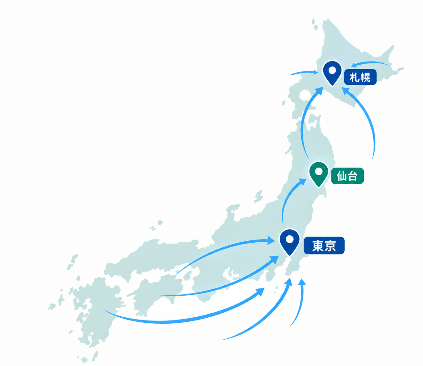 東京・札幌・仙台のサポート拠点